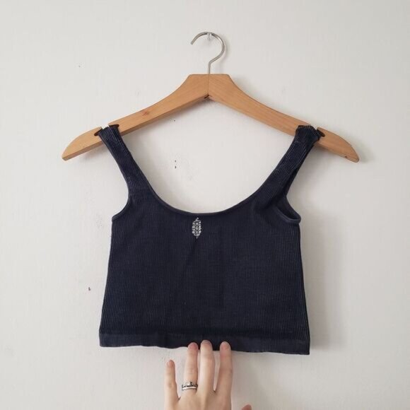 Free People Movement Activewear Crop Top Ribbed Dark Gray XS/S - Picture 4 of 5